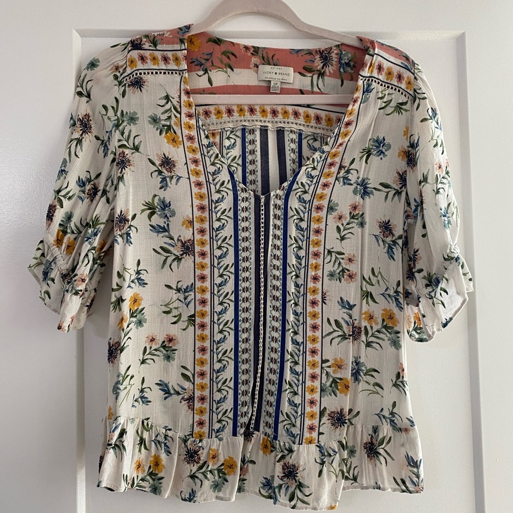 Lucky Brand Multi Color Print Blouse
